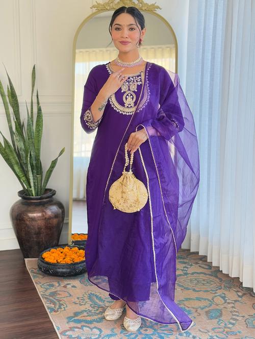 women embroidered three quarter sleeve kurta pant with dupatta set - 22024871 - Very Small Image - 1