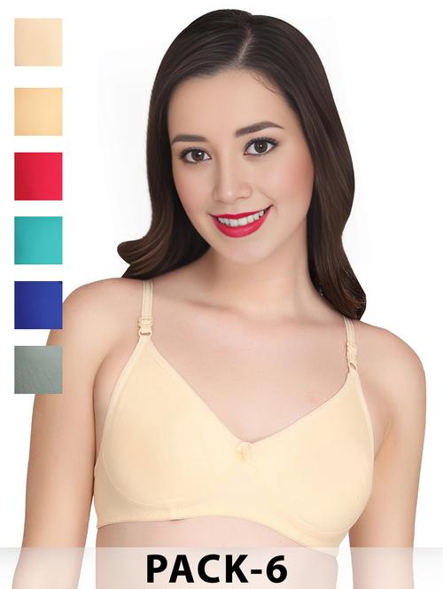 cream cotton combos bra - 22024955 - Very Small Image - 1