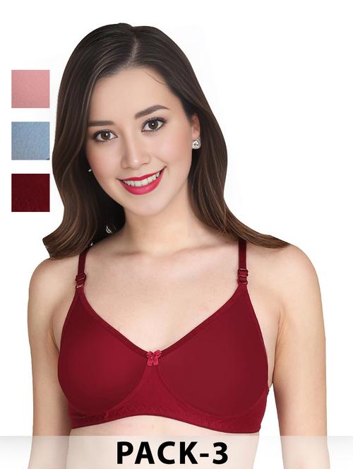 women pack of 3 solid non wired t-shirt bra - 22025215 - Very Small Image - 1