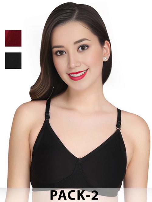 women pack of 2 solid non wired t-shirt bra - 22025415 - Very Small Image - 1