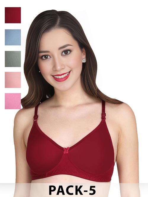 maroon cotton combos bra - 22025532 - Very Small Image - 1
