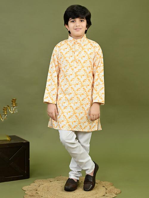 boys printed mandarin collar kurta pyjama set - 22025968 - Very Small Image - 1