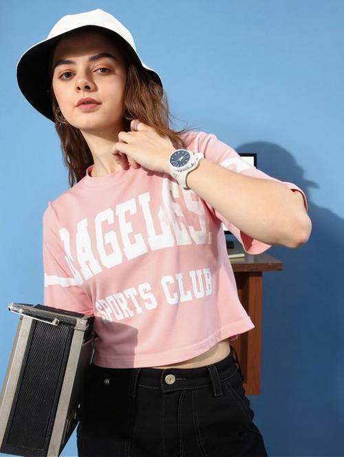 women printed short sleeve crop t-shirt - 22026110 - Very Small Image - 1