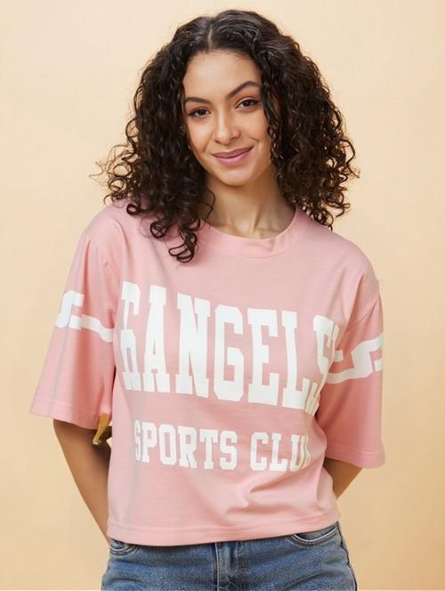 women printed short sleeve crop t-shirt - 22026111 - Very Small Image - 1