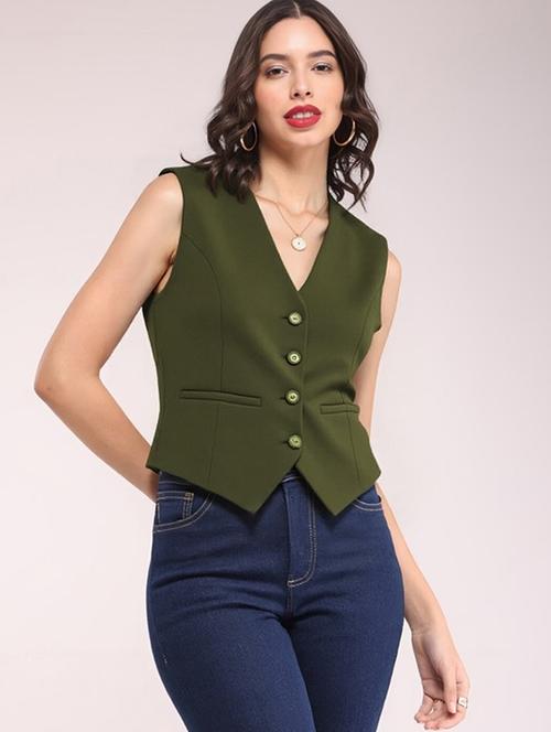 women solid sleeveless vest top - 22026149 - Very Small Image - 1