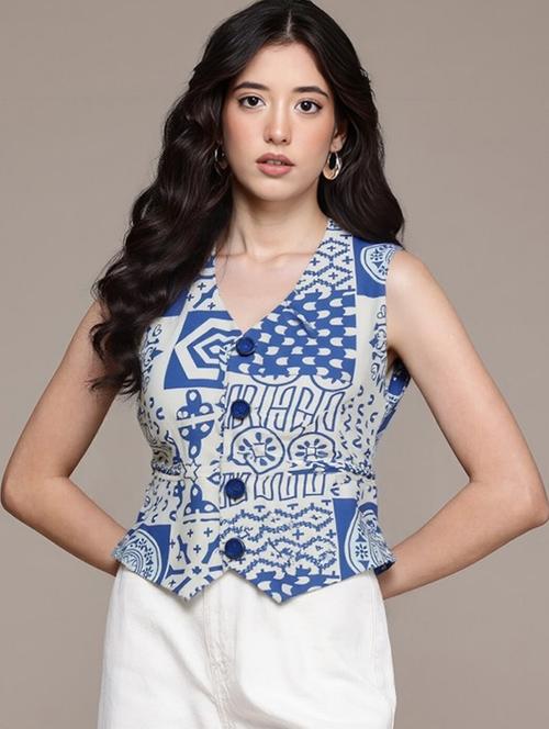 women printed sleeveless vest top - 22026170 - Very Small Image - 1