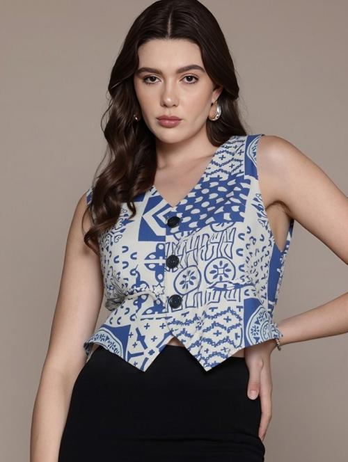 women printed sleeveless crop vest top - 22026174 - Very Small Image - 1