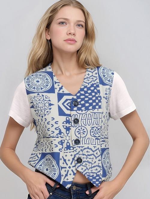 women printed sleeveless vest top - 22026182 - Very Small Image - 1