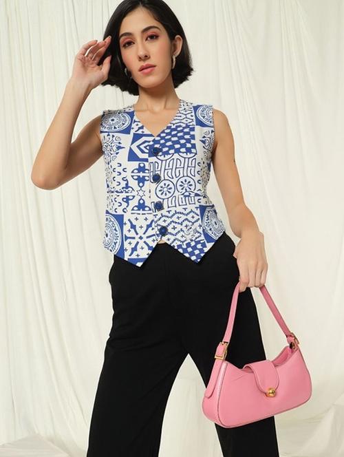 women printed sleeveless crop vest top - 22026188 - Very Small Image - 1