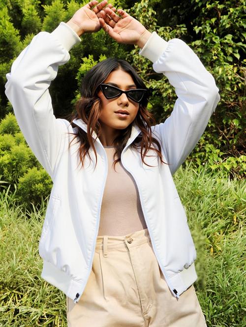 women solid long sleeve windcheater jacket - 22026204 - Very Small Image - 1