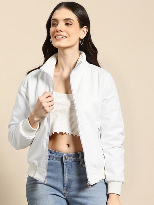 women solid long sleeve windcheater jacket - 22026208 - Very Small Image - 1