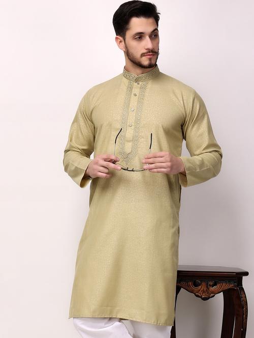 men solid mandarin neck long kurta - 22026640 - Very Small Image - 1