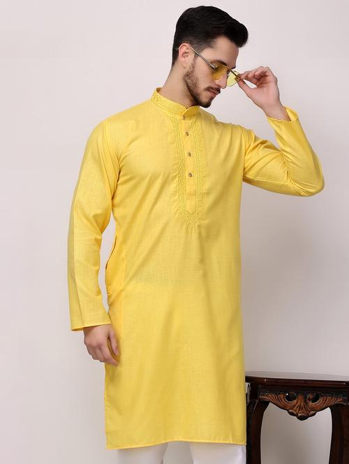 men solid mandarin neck long kurta - 22026642 - Very Small Image - 1