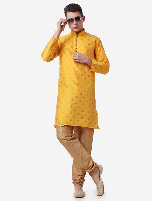 men mandarin neck kurta churidar ethnic wear set - 22026664 - Very Small Image - 1