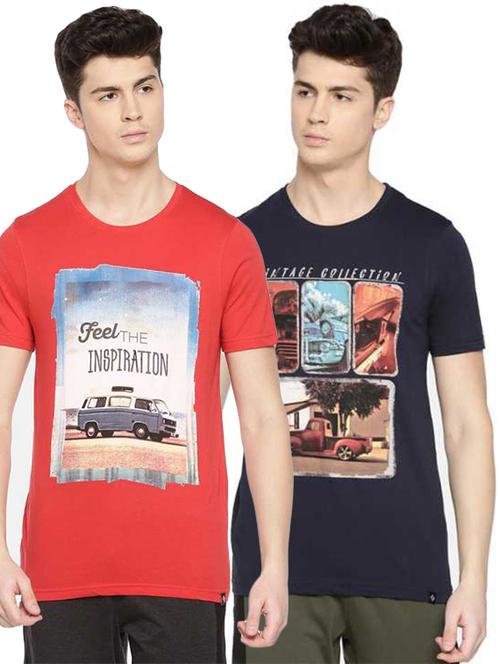 men pack of 2 graphic printed short sleeve regular fit t-shirt - 22026970 - Very Small Image - 1
