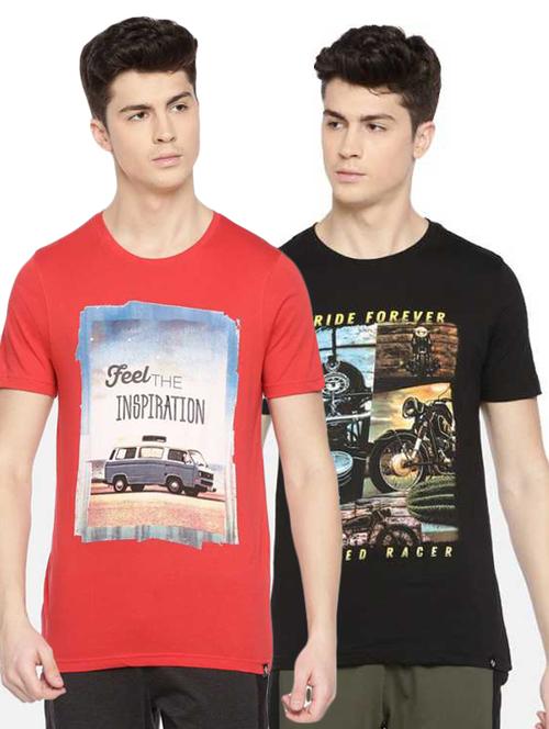 men pack of 2 graphic printed short sleeve regular fit t-shirt - 22026971 - Very Small Image - 1