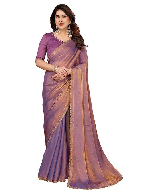women solid with bordered embellished saree with blouse - 22027127 - Very Small Image - 1