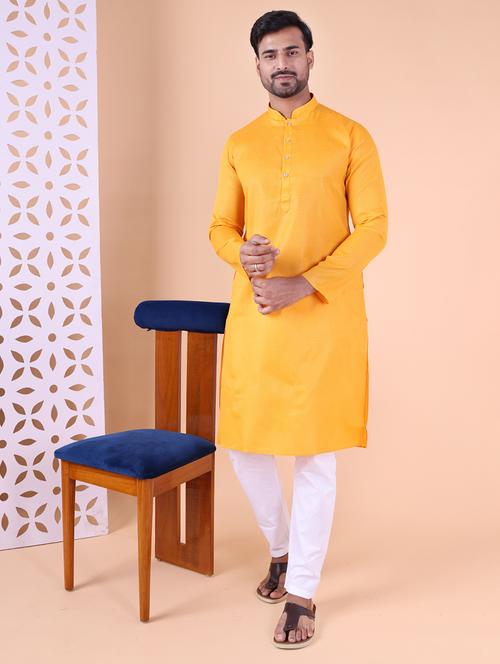 men solid mandarin neck kurta pyjama ethnic wear set - 22027371 - Very Small Image - 1