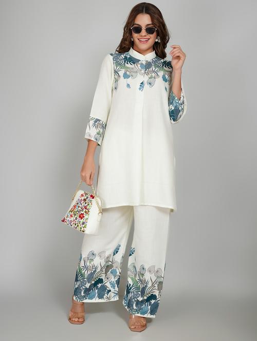 women printed three quarter sleeve ethnic co-ord set - 22027446 - Very Small Image - 1
