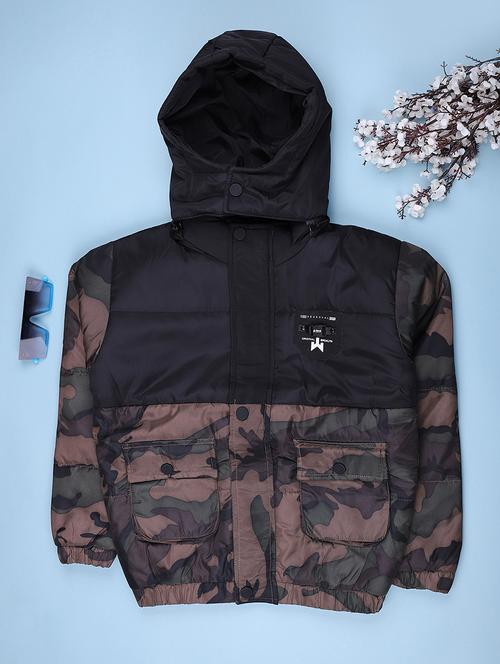 boys printed long sleeve hooded quilted jacket - 22027799 - Very Small Image - 1