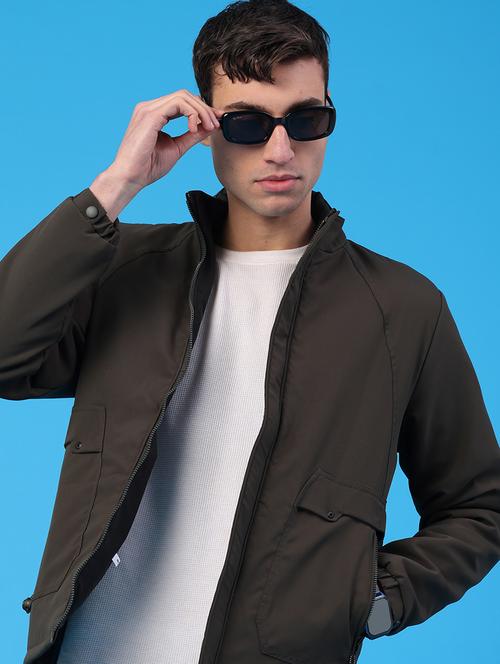 men solid long sleeve bomber jacket - 22027992 - Very Small Image - 1