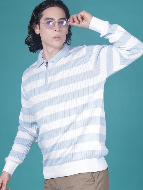 men striped long sleeve regular fit pullover - 22028315 - Very Small Image - 1