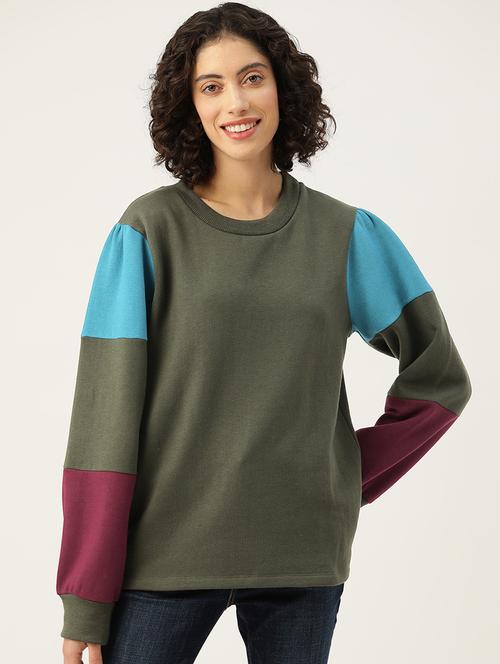 women color blocked long sleeve sweatshirt - 22028982 - Very Small Image - 1