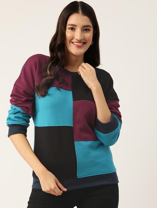 women color blocked long sleeve sweatshirt - 22028983 - Very Small Image - 1