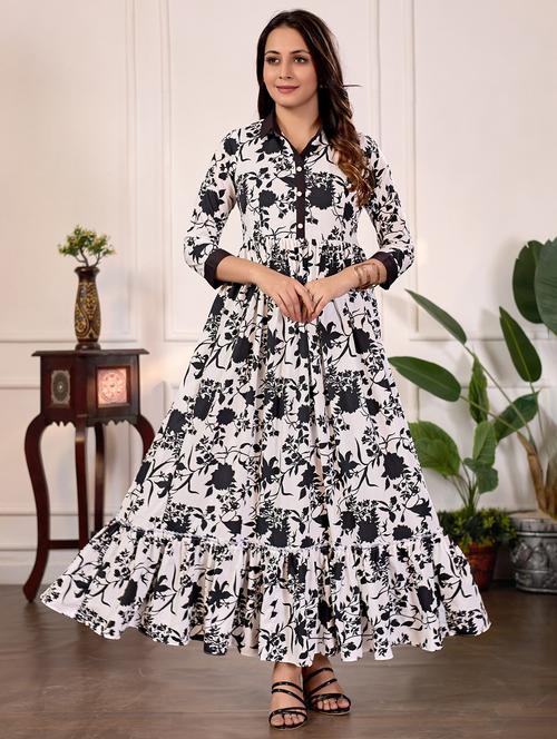 women floral print collared tiered maxi dress - 22029007 - Very Small Image - 1