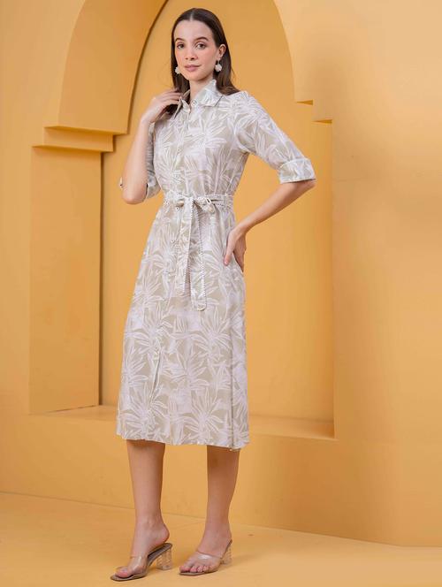 women printed roll up sleeve collared shirt dress - 22029057 - Very Small Image - 1