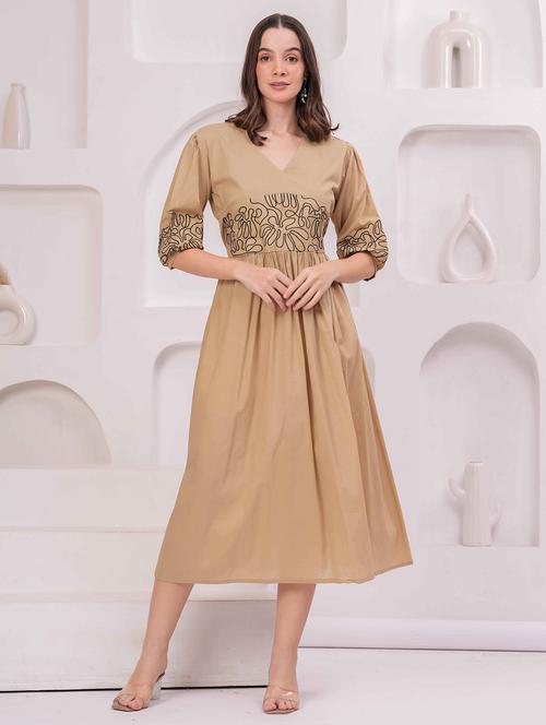 women embroidered puff sleeve fit & flare dress - 22029069 - Very Small Image - 1
