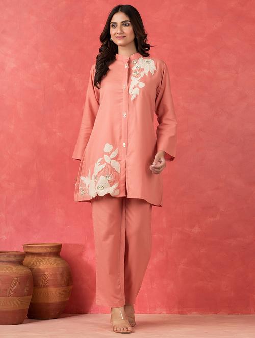 women floral long sleeve ethnic co-ord set - 22029090 - Very Small Image - 1