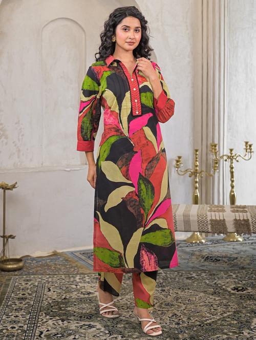 women printed three quarter sleeve kurta pant set - 22029397 - Very Small Image - 1