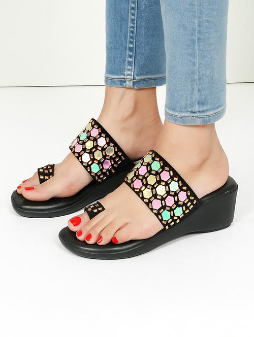 women embellished slip on platform wedge - 22029465 - Very Small Image - 1