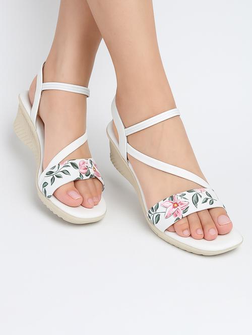women floral print back strap wedges - 22029542 - Very Small Image - 1