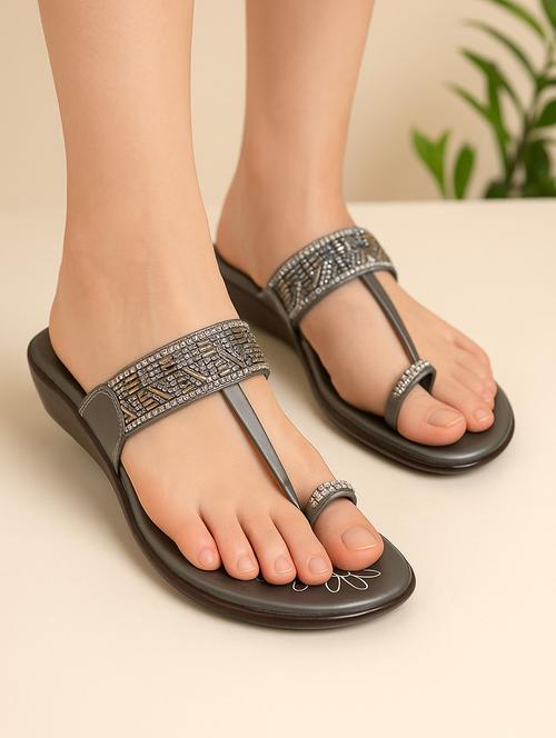 women embellished slip on one toe wedges - 22029624 - Very Small Image - 1