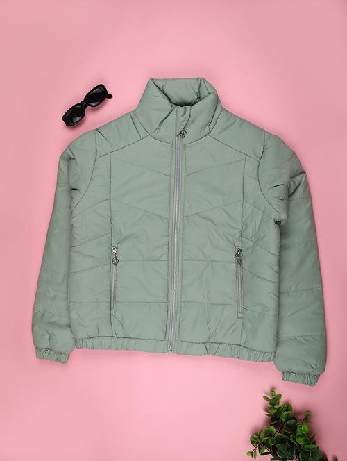 girls solid long sleeve quilted jacket - 22029941 - Very Small Image - 1