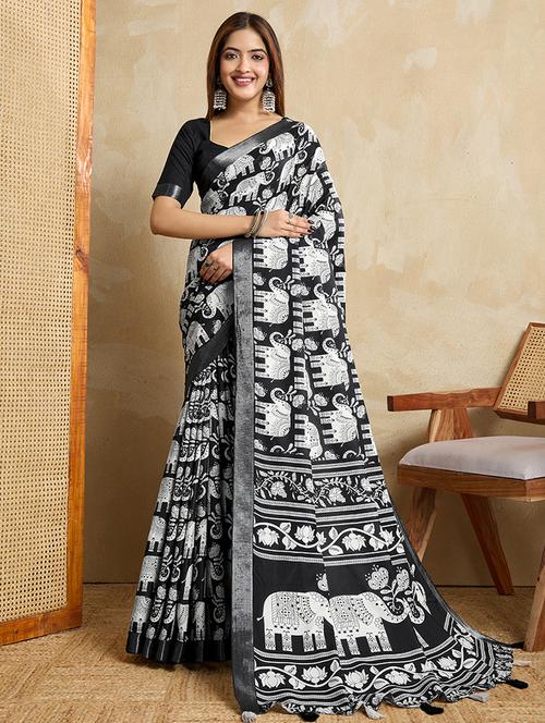 women printed casual wear saree with blouse - 22029998 - Very Small Image - 1