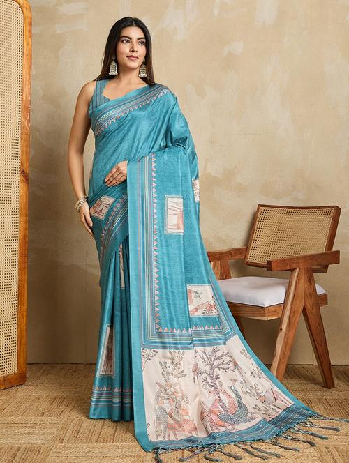 women printed casual wear saree with blouse - 22030005 - Very Small Image - 1