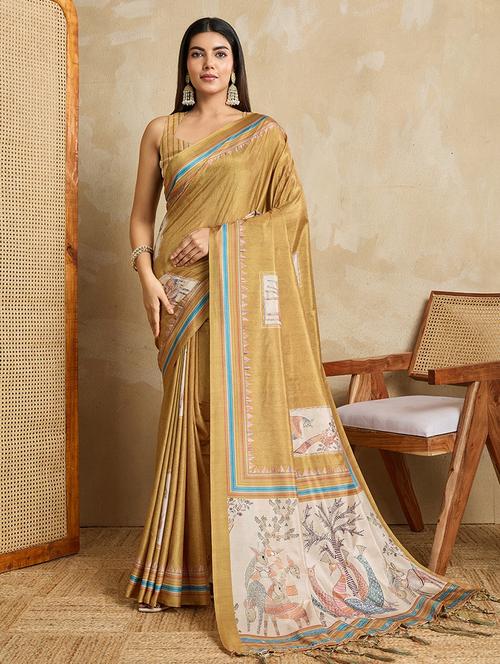 women printed casual wear saree with blouse - 22030007 - Very Small Image - 1