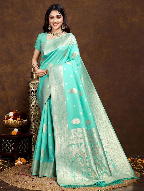 women self design banarasi saree with blouse - 22030010 - Very Small Image - 1