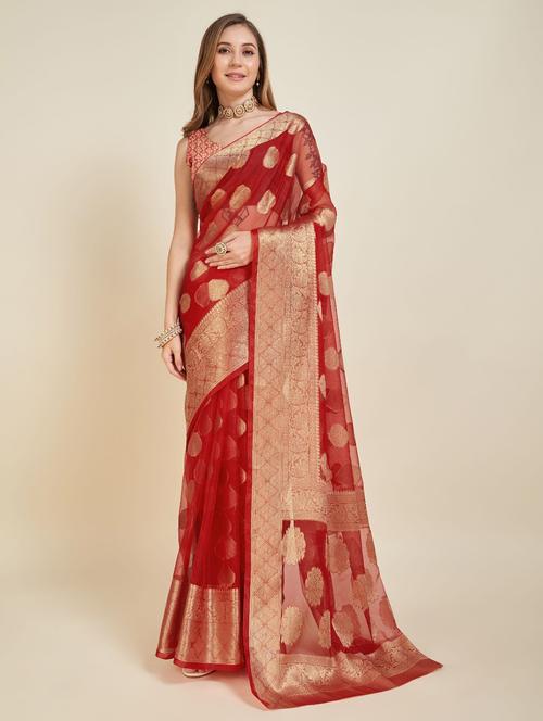 women self design banarasi saree with blouse - 22030012 - Very Small Image - 1