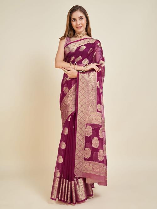 women self design banarasi saree with blouse - 22030013 - Very Small Image - 1