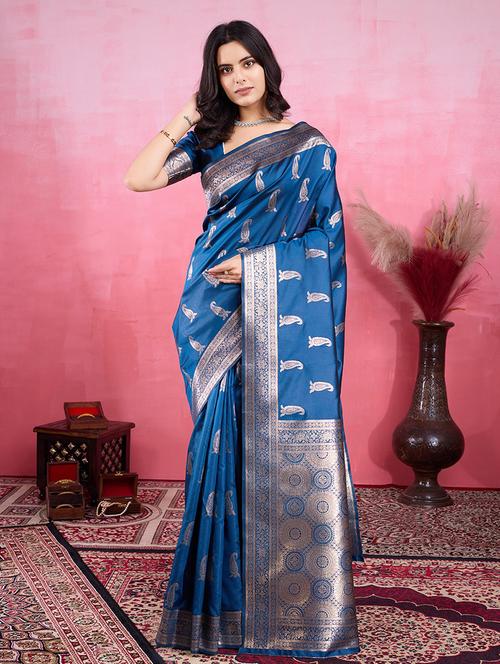 women self design banarasi saree with blouse - 22030015 - Very Small Image - 1