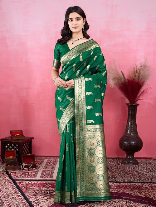 women self design banarasi saree with blouse - 22030016 - Very Small Image - 1