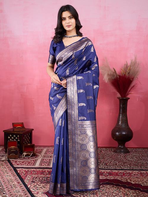 women self design banarasi saree with blouse - 22030017 - Very Small Image - 1