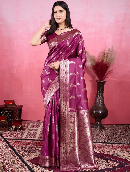 women self design banarasi saree with blouse - 22030019 - Very Small Image - 1