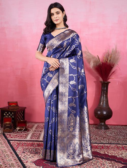 women self design banarasi saree with blouse - 22030045 - Very Small Image - 1