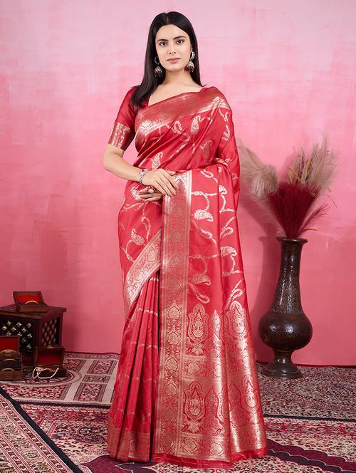 women self design banarasi saree with blouse - 22030046 - Very Small Image - 1