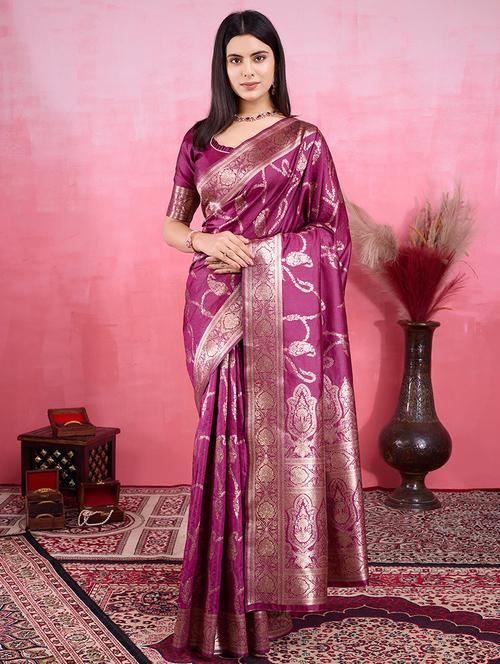 women self design banarasi saree with blouse - 22030047 - Very Small Image - 1